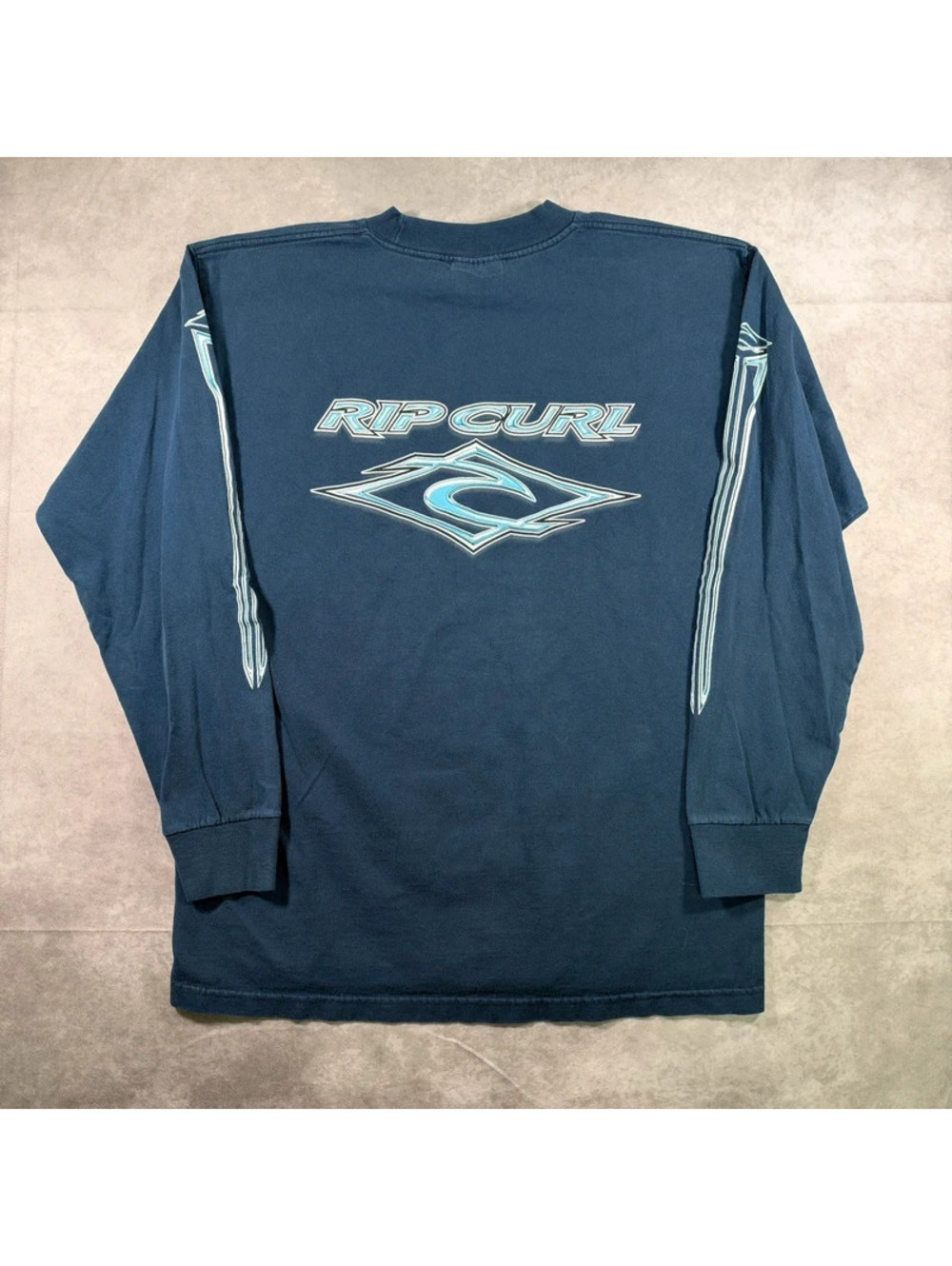 Vintage Rip Curl Surf Long Sleeve T-Shirt Navy Blue Graphic Mens Size M